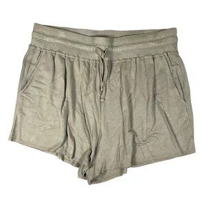 Splendid Women Lounge Shorts Size L Gray Soft Eco Ribbed Waist Drawstring